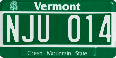 VT license plate NJU014