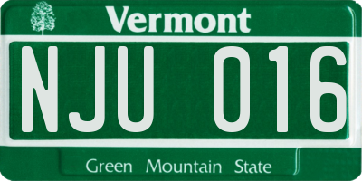 VT license plate NJU016
