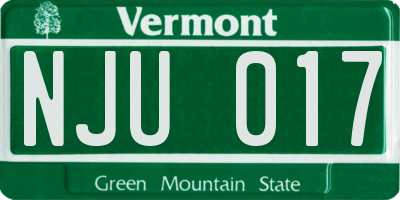 VT license plate NJU017