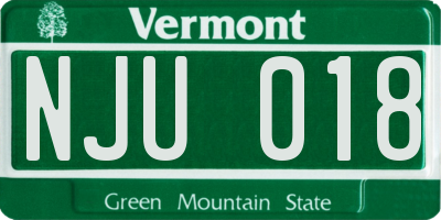 VT license plate NJU018