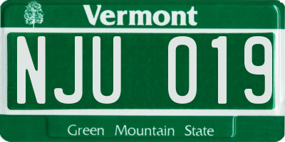 VT license plate NJU019