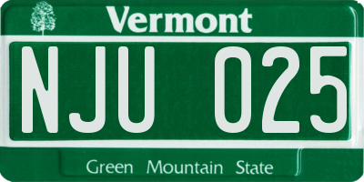 VT license plate NJU025