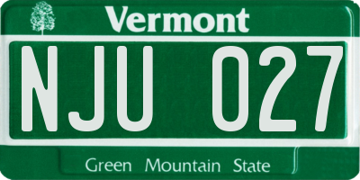 VT license plate NJU027