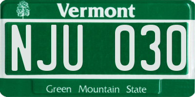 VT license plate NJU030