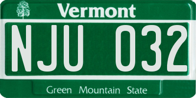 VT license plate NJU032