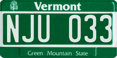 VT license plate NJU033