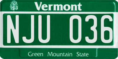 VT license plate NJU036