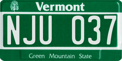 VT license plate NJU037