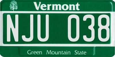 VT license plate NJU038