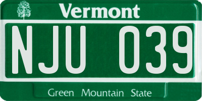 VT license plate NJU039