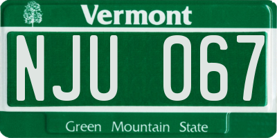 VT license plate NJU067