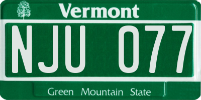 VT license plate NJU077