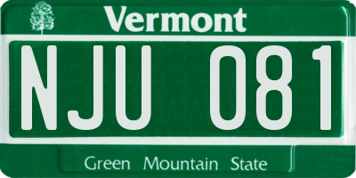 VT license plate NJU081