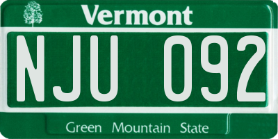 VT license plate NJU092