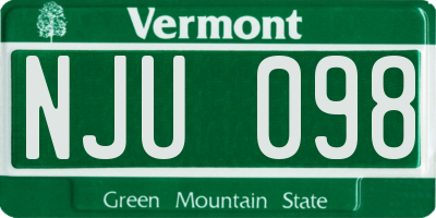 VT license plate NJU098