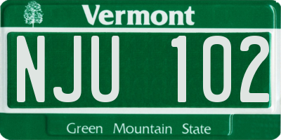 VT license plate NJU102