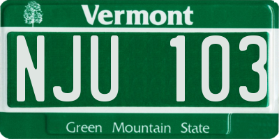 VT license plate NJU103