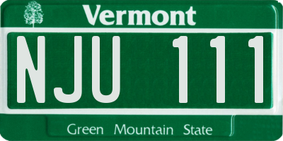 VT license plate NJU111