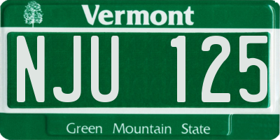 VT license plate NJU125