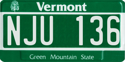 VT license plate NJU136