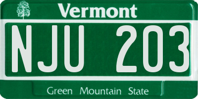 VT license plate NJU203