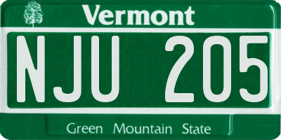 VT license plate NJU205