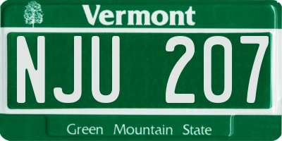 VT license plate NJU207