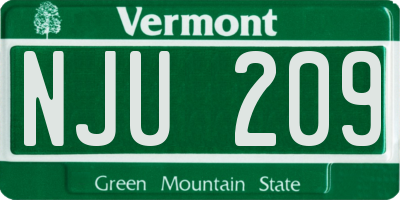 VT license plate NJU209