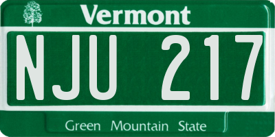 VT license plate NJU217