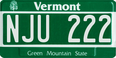 VT license plate NJU222