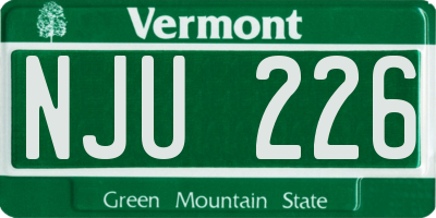 VT license plate NJU226