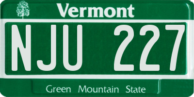 VT license plate NJU227