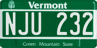 VT license plate NJU232