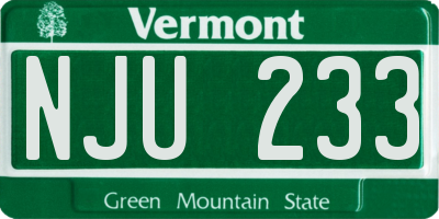 VT license plate NJU233