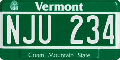 VT license plate NJU234