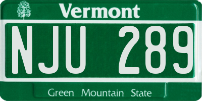 VT license plate NJU289