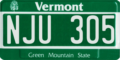 VT license plate NJU305