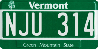 VT license plate NJU314