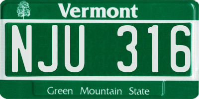 VT license plate NJU316