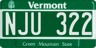 VT license plate NJU322