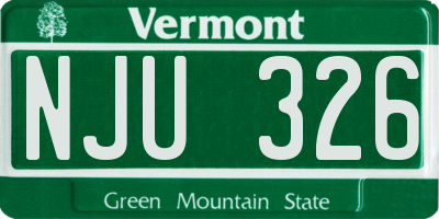 VT license plate NJU326