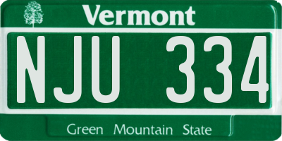 VT license plate NJU334