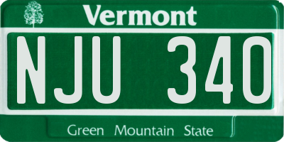 VT license plate NJU340