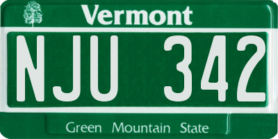 VT license plate NJU342