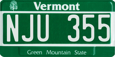 VT license plate NJU355
