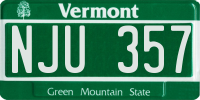 VT license plate NJU357