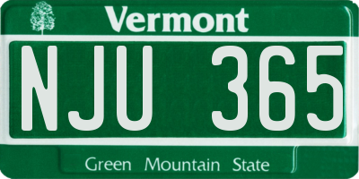 VT license plate NJU365