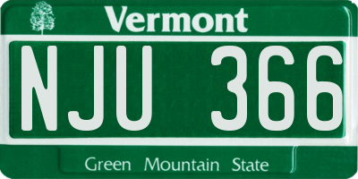 VT license plate NJU366