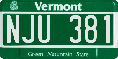 VT license plate NJU381