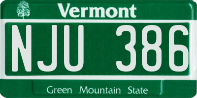 VT license plate NJU386